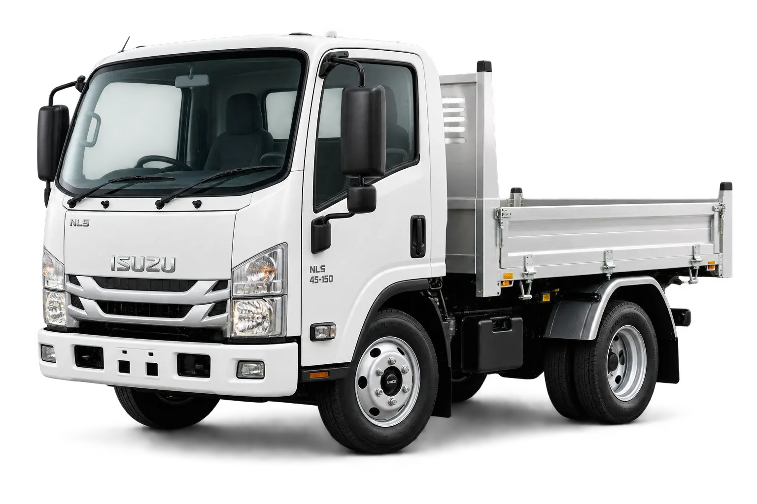 White Isuzu N Series compact tipper truck — illustrative vehicle graphic