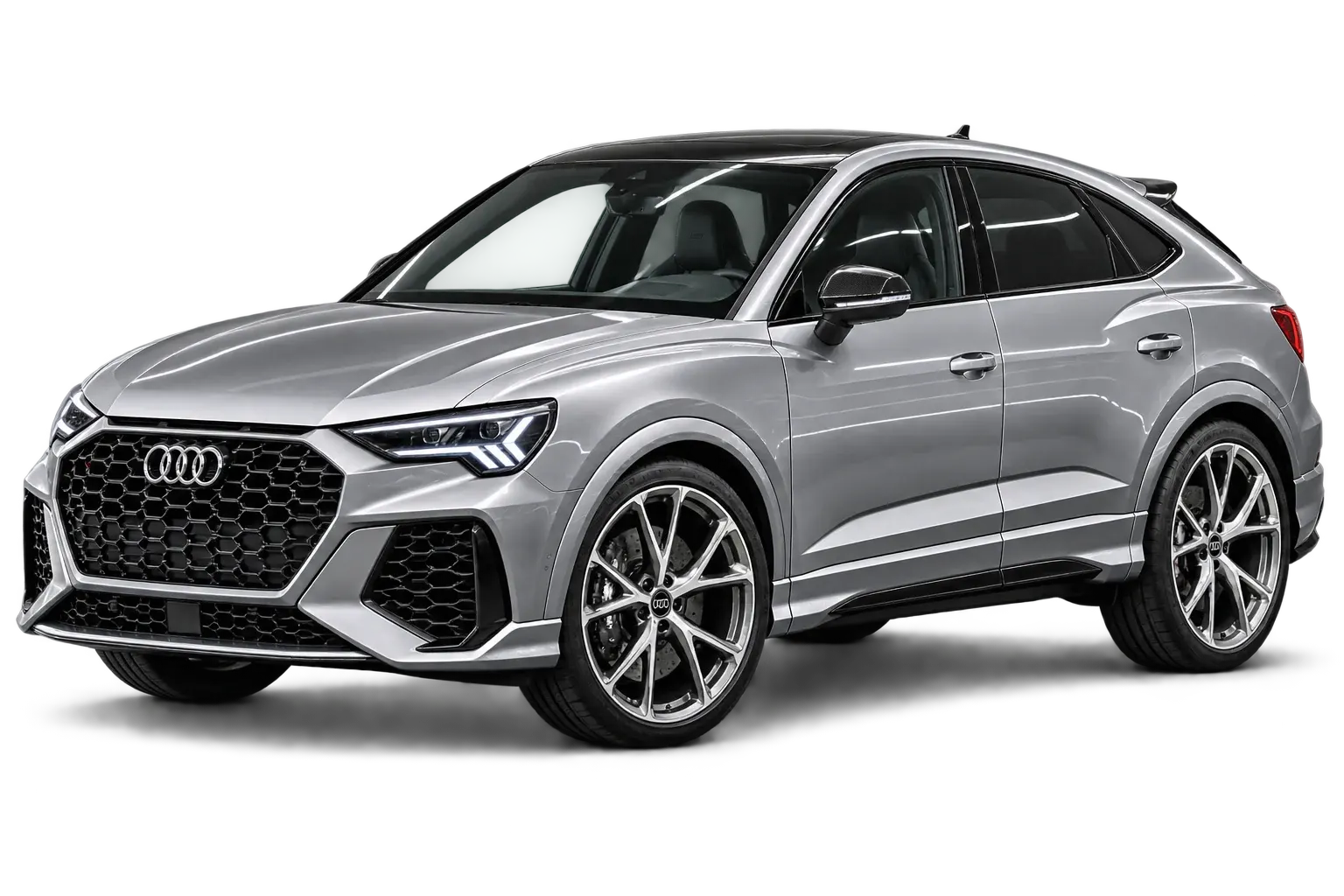 Silver Audi RS Q3 Sportback with Audi grille and wheel-centre badges